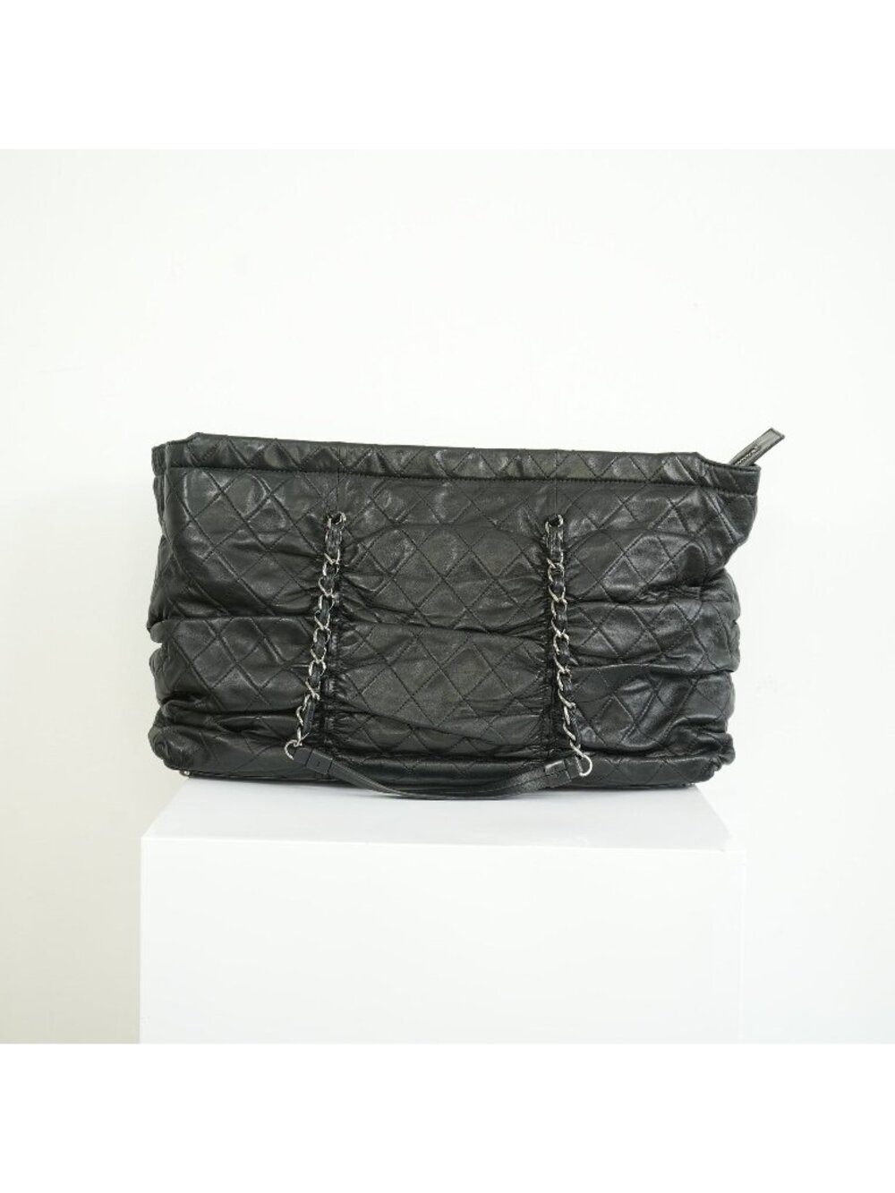 Chanel Black Quilted Lambskin Leather Tote Bag